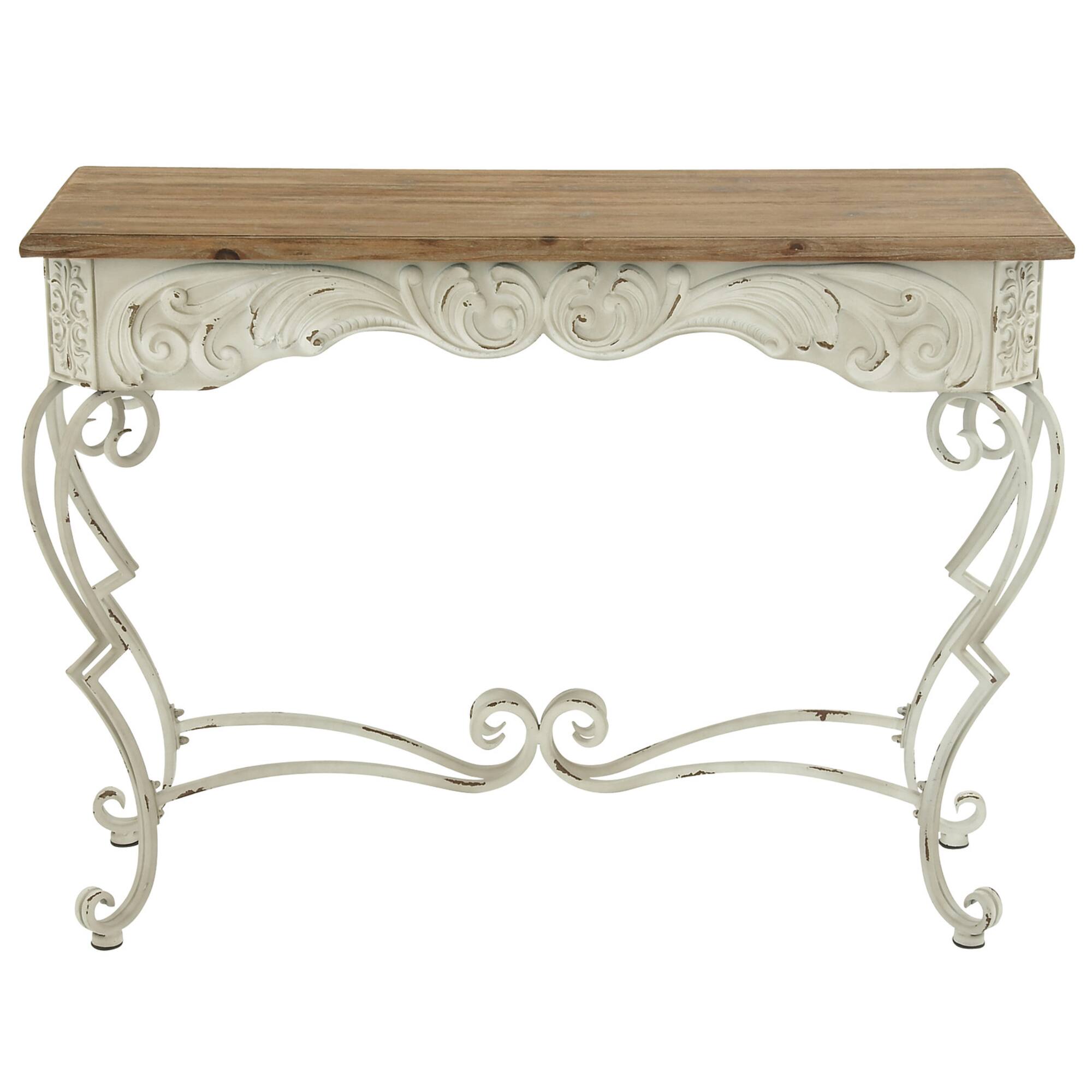 White Farmhouse Metal Console Table, 32" x 42"